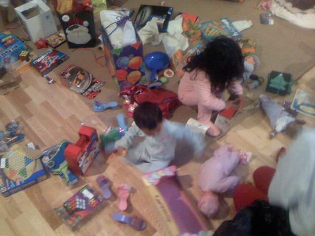 Christmas morning explosion of gifts