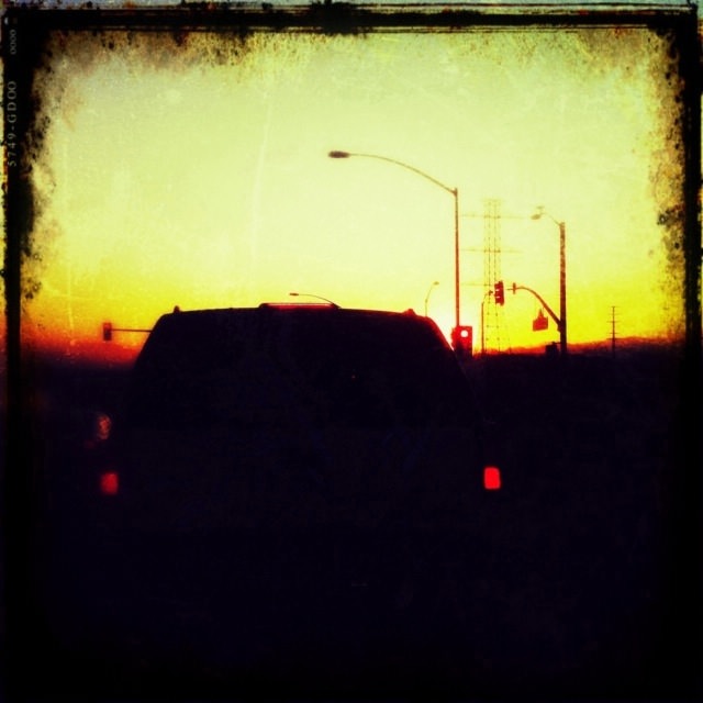 sunset at a stop light